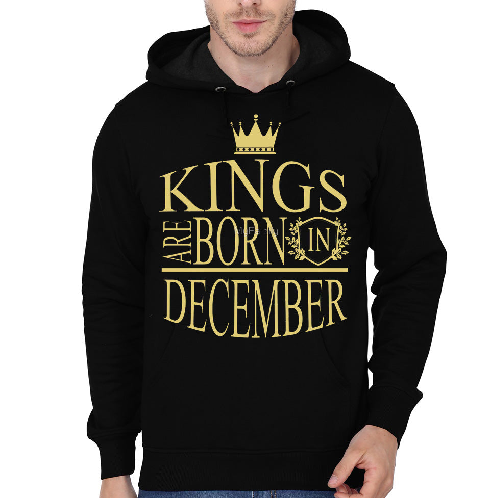 Kings Are Born In December Black Hooded Sweatshirt