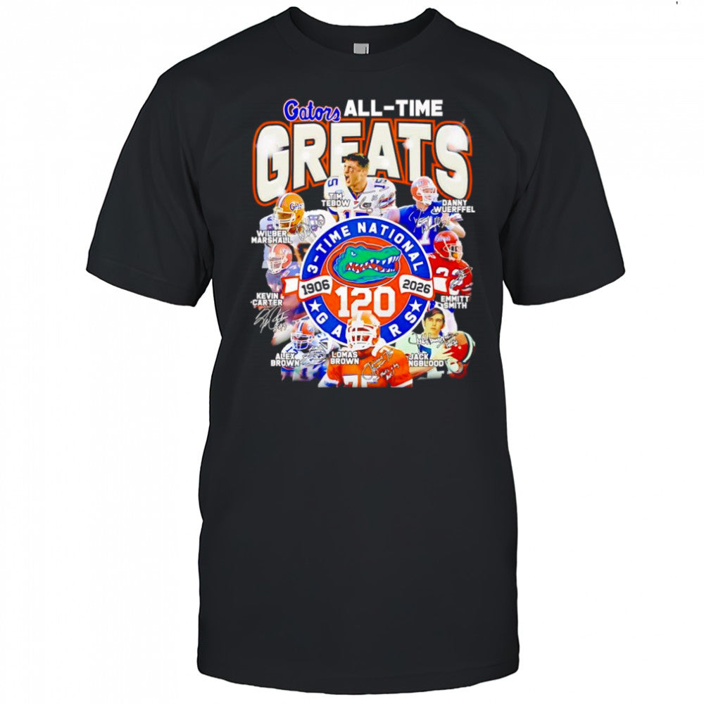 Gators all time greats 3 time National 1906 2026 signatures shirt