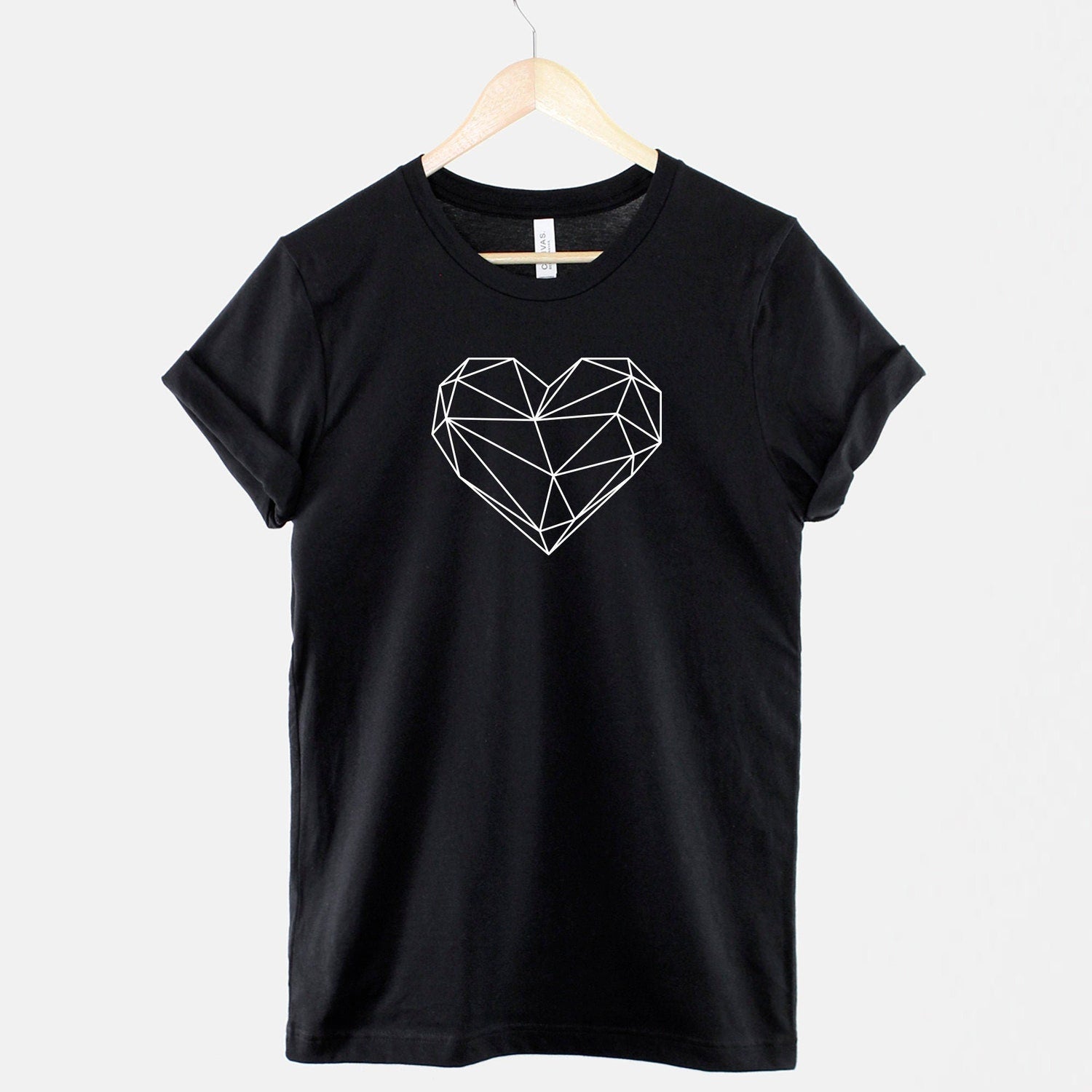 Geometric Heart Symbol TShirt, Abstract Love Shape, Good Vibes Mantra T Shirt