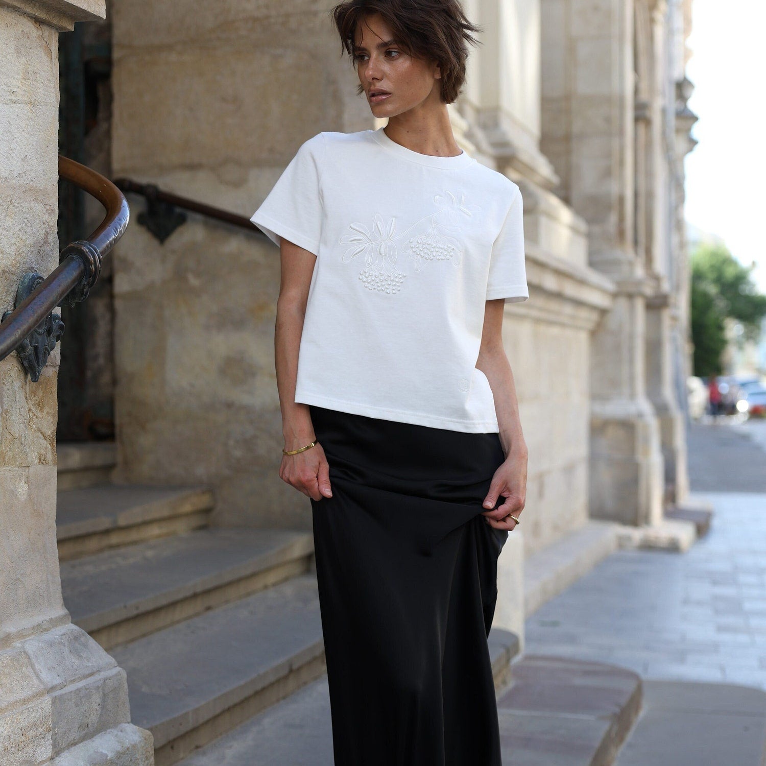 Minimalist T-Shirt with the Rowan Embroidered 100% Cotton