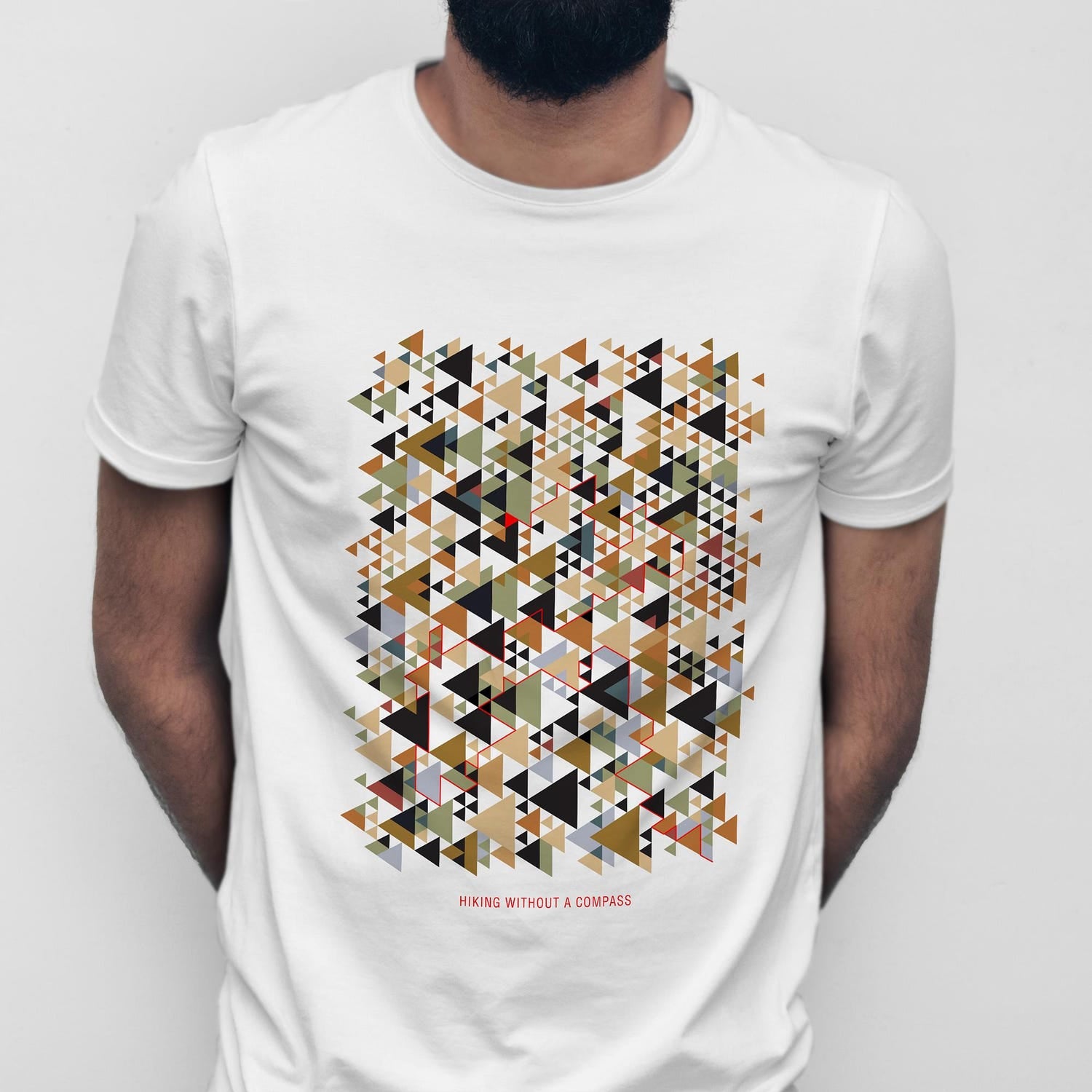 Hiking Without A Compass - Minimalist Geometric T-Shirt Design. 4 colours available. Wide range of sizes.