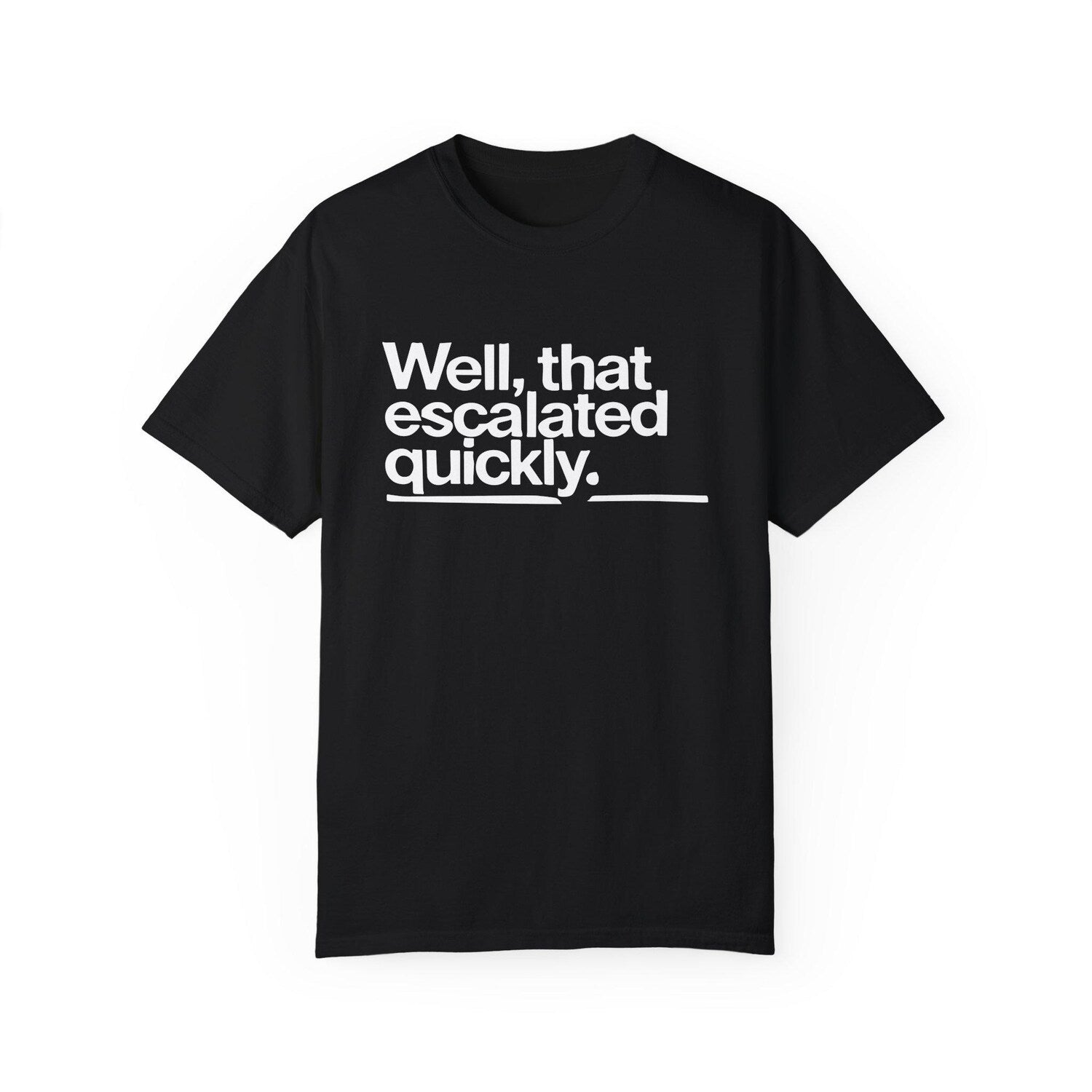 Well, That Escalated Quickly Minimalist T-Shirt  Black & White