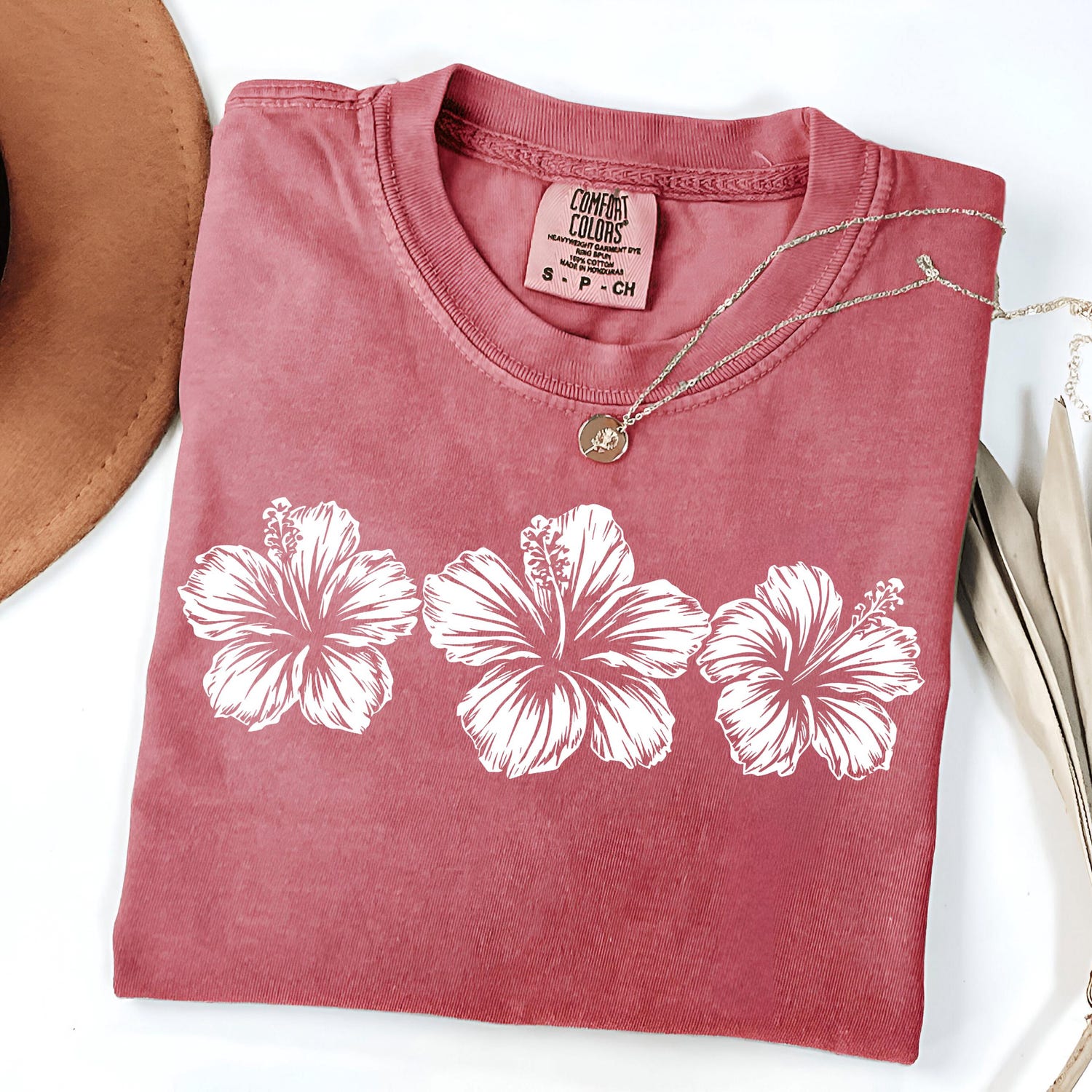 Comfort Colors Hibiscus Flower T-Shirt, Tropical Beach Tee