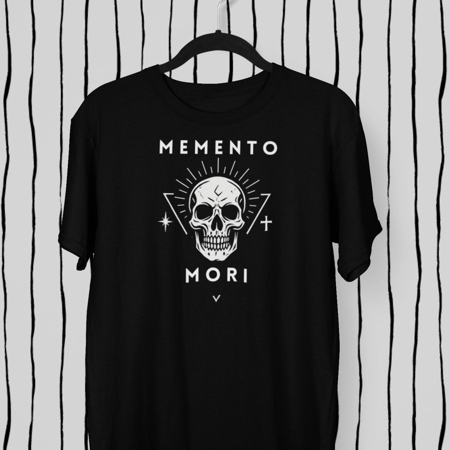 Memento Mori Shirt, Gothic Skull Minimalist T-Shirt, Stoic Death Reminder Tee, Dark Aesthetic Gift for Him, Skull Graphic Tee