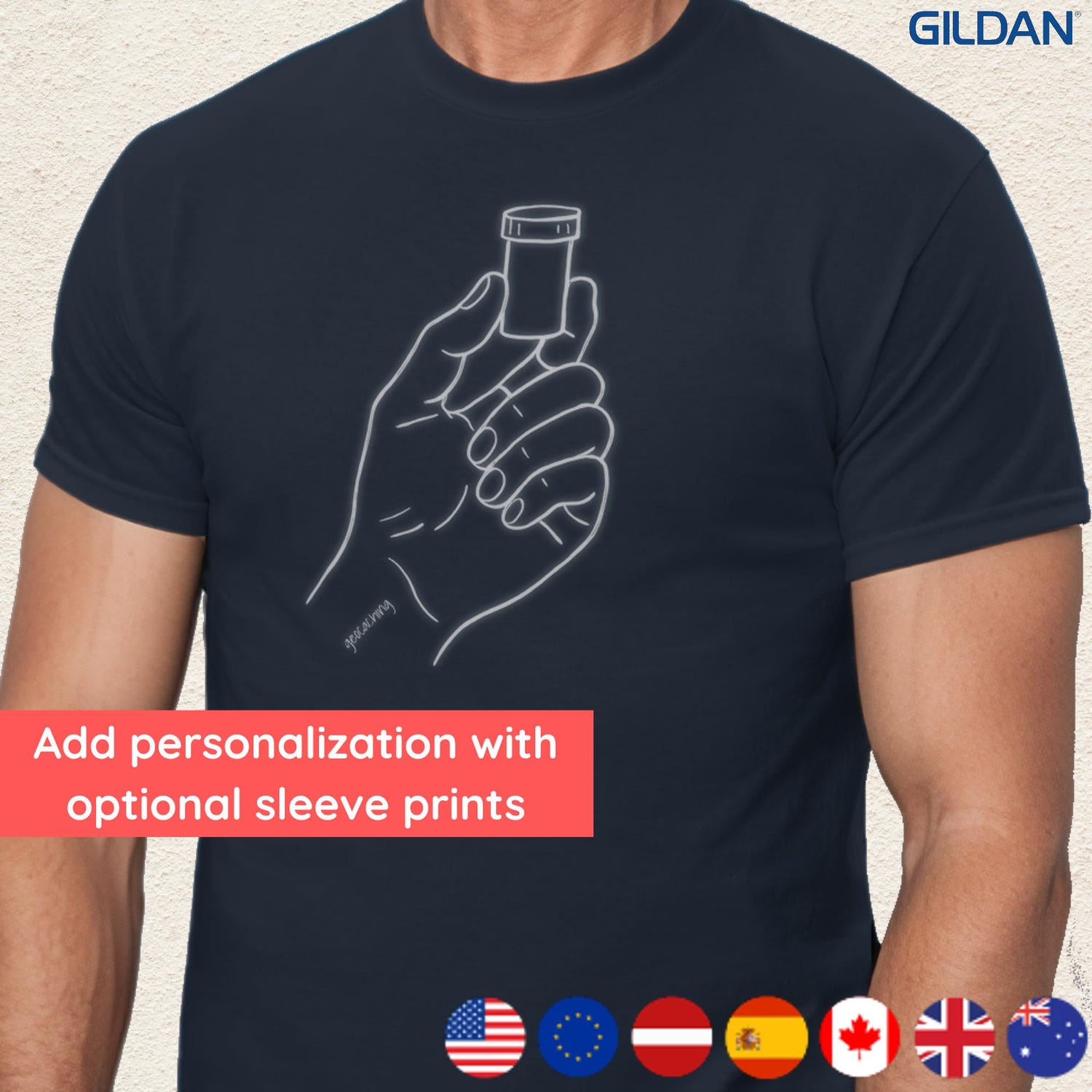 Geocaching Minimalist T-Shirt, Hand Holding Cache Line Art, Geocacher Gift Outdoor Adventure Shirt