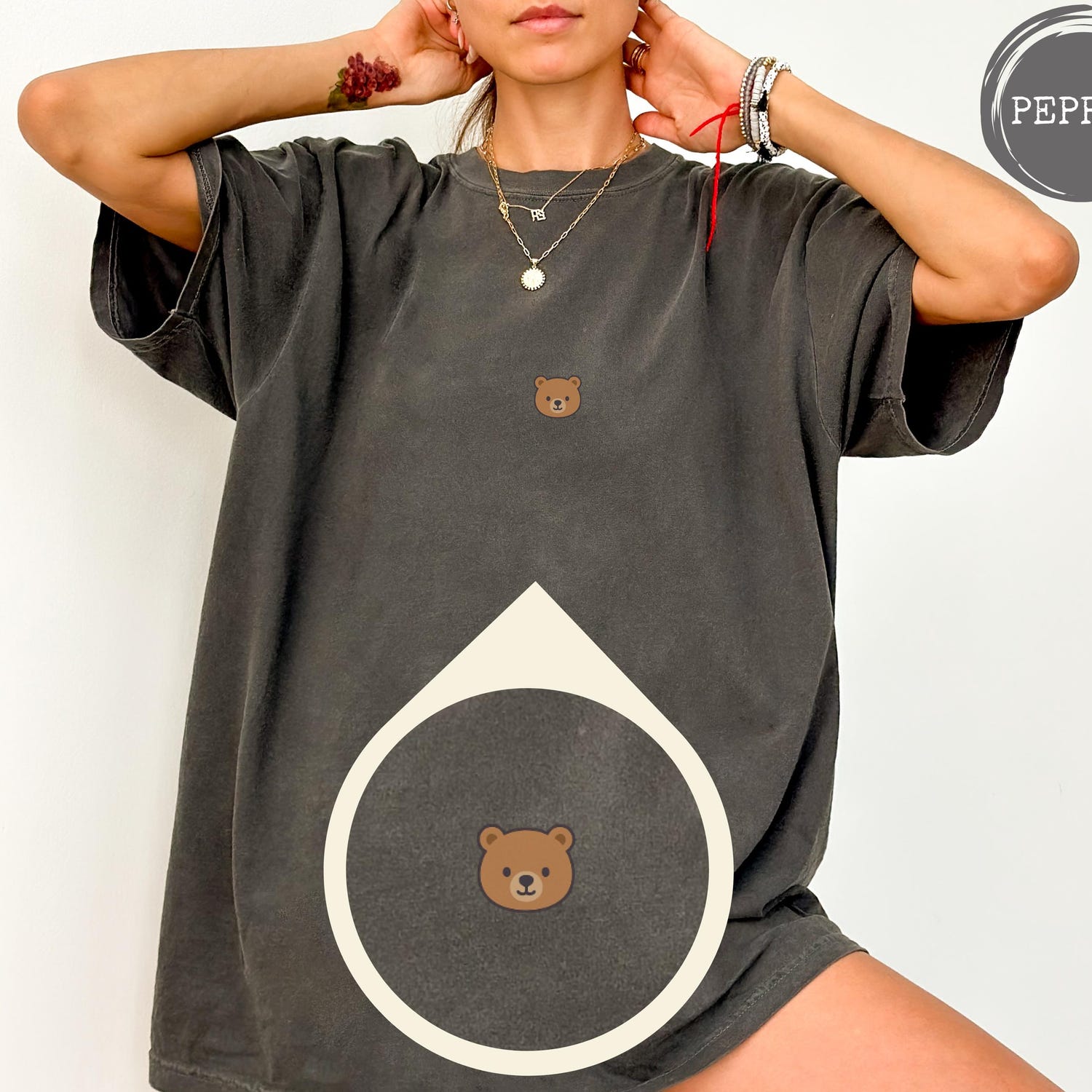 Minimalist Bear T-Shirt, Comfort Colors Vintage Colored Tee, Cute Aesthetic Graphic Shirt, Gift For Her, Minimal Animal Tshirt, Less is More