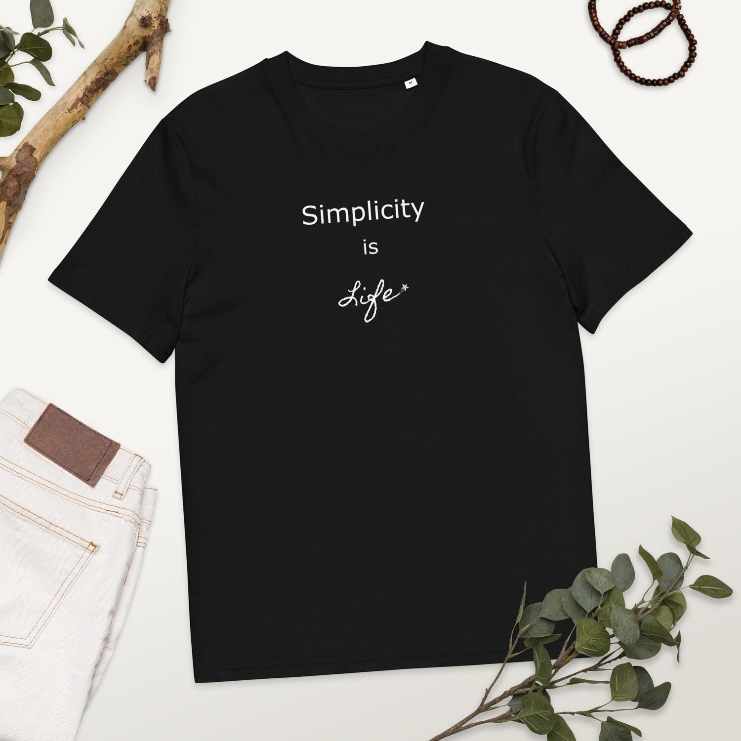 Organic Cotton Minimalist T-Shirt: Simplicity Is Life Inspirational Tee