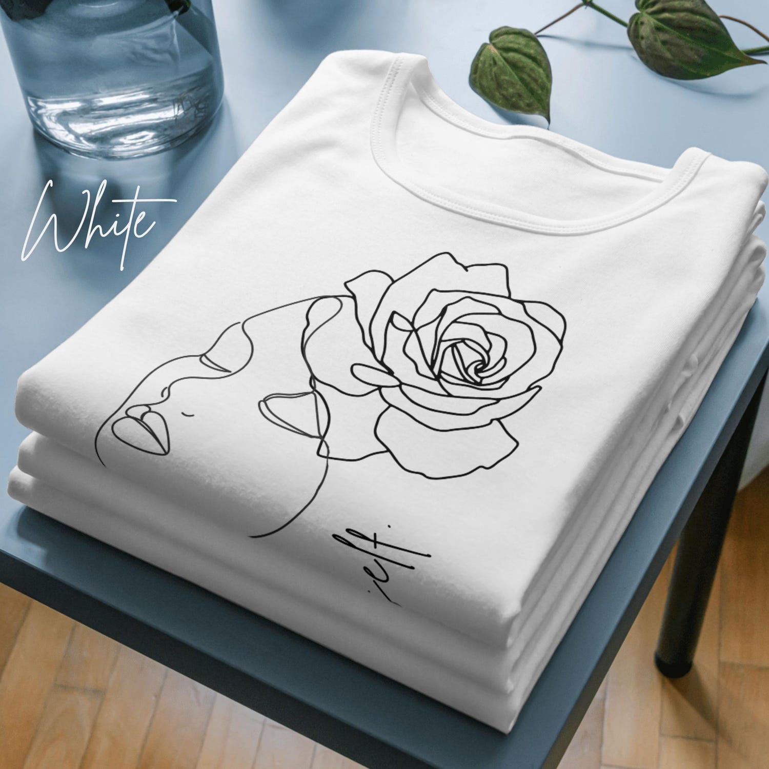Minimalist Floral Line Art T-Shirt: Bella+Canvas Woman's Tee