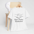 Peace Freedom Brotherhood - Minimalist T-Shirt with Handshake Design - Activist Gift - Inspirational Graphic Tee Unisex