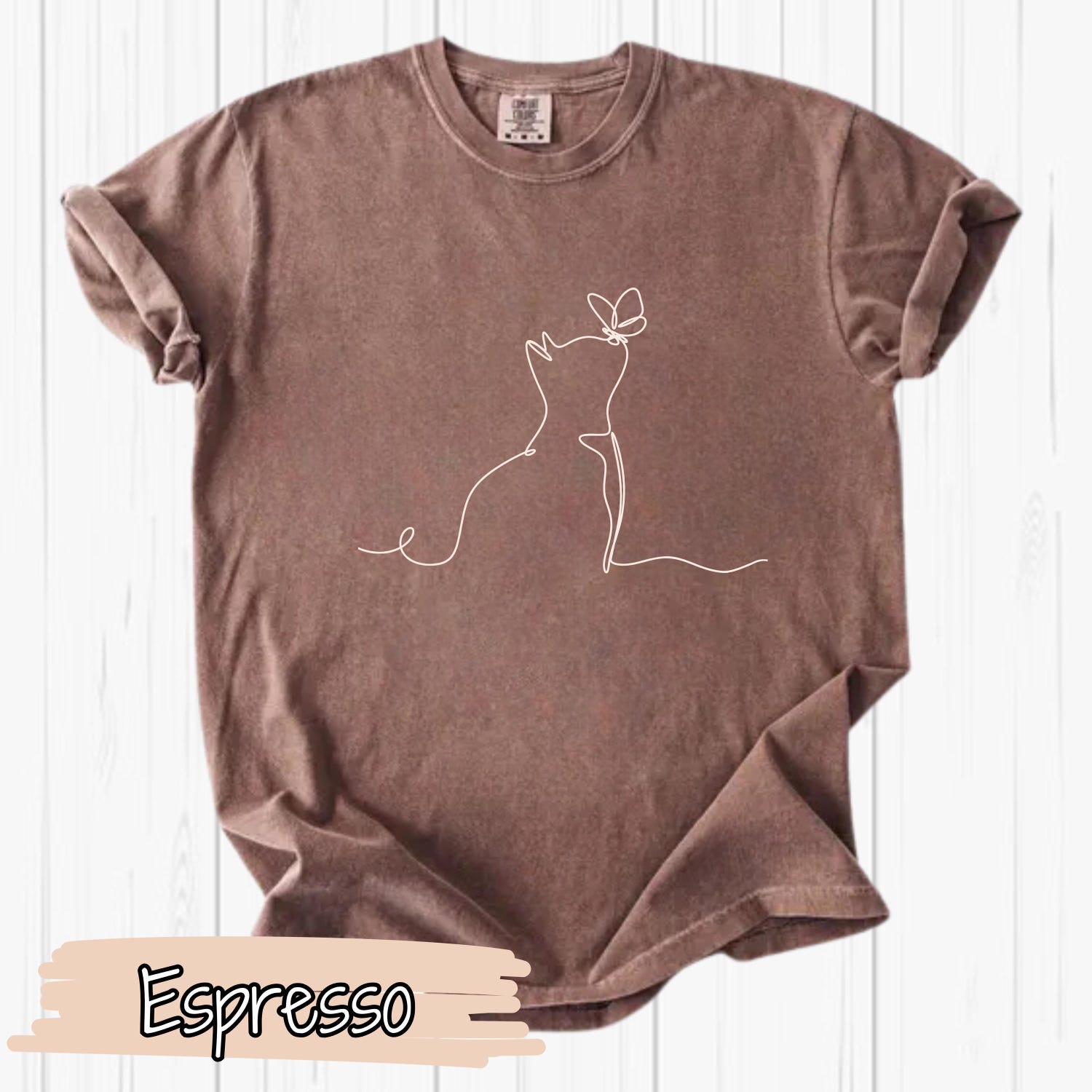 Minimalist Cat Line Art Shirt, One Line Cat and Butterfly Drawing Tee, Aesthetic Animal Lover Gift, Cute Pet Owner T-Shirt, Simple Sketch