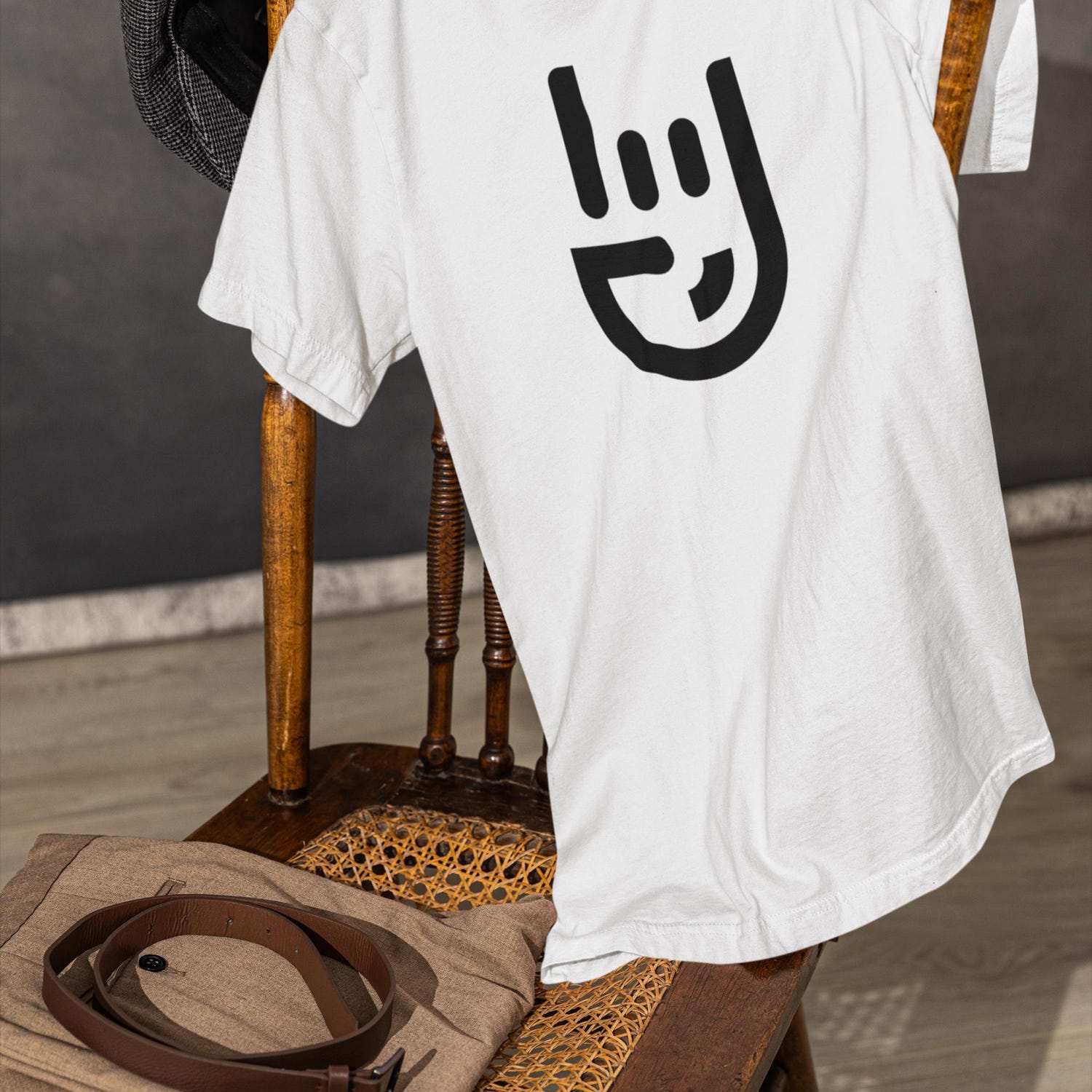 Personalized Minimalist T-shirt, 32 Smiling Hand Designs, Original Unisex Graphic Gift