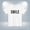 Smile Typography Graphic Tee, Minimalist Positive Vibes T-Shirt, Everyday Casual Wear