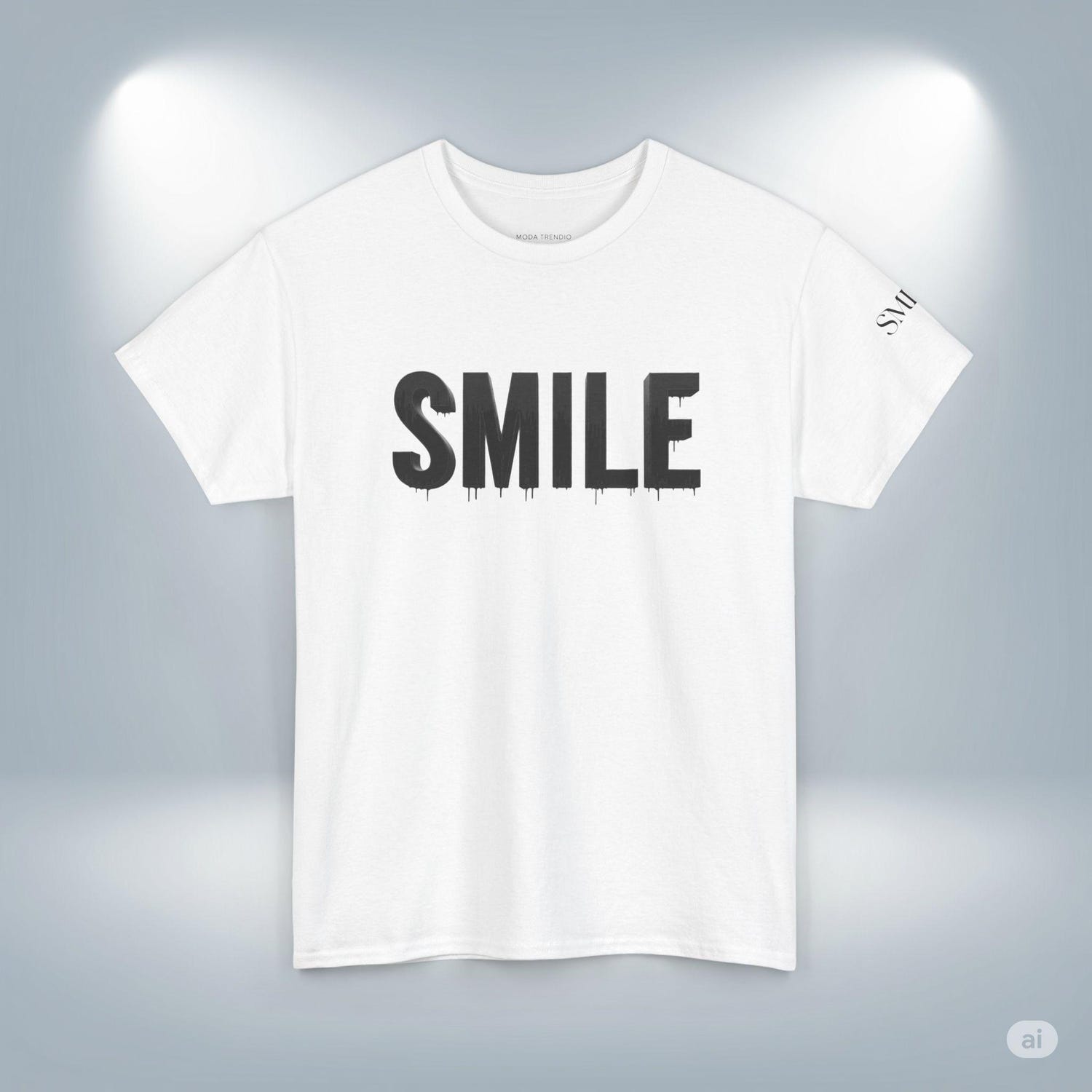 Smile Typography Graphic Tee, Minimalist Positive Vibes T-Shirt, Everyday Casual Wear