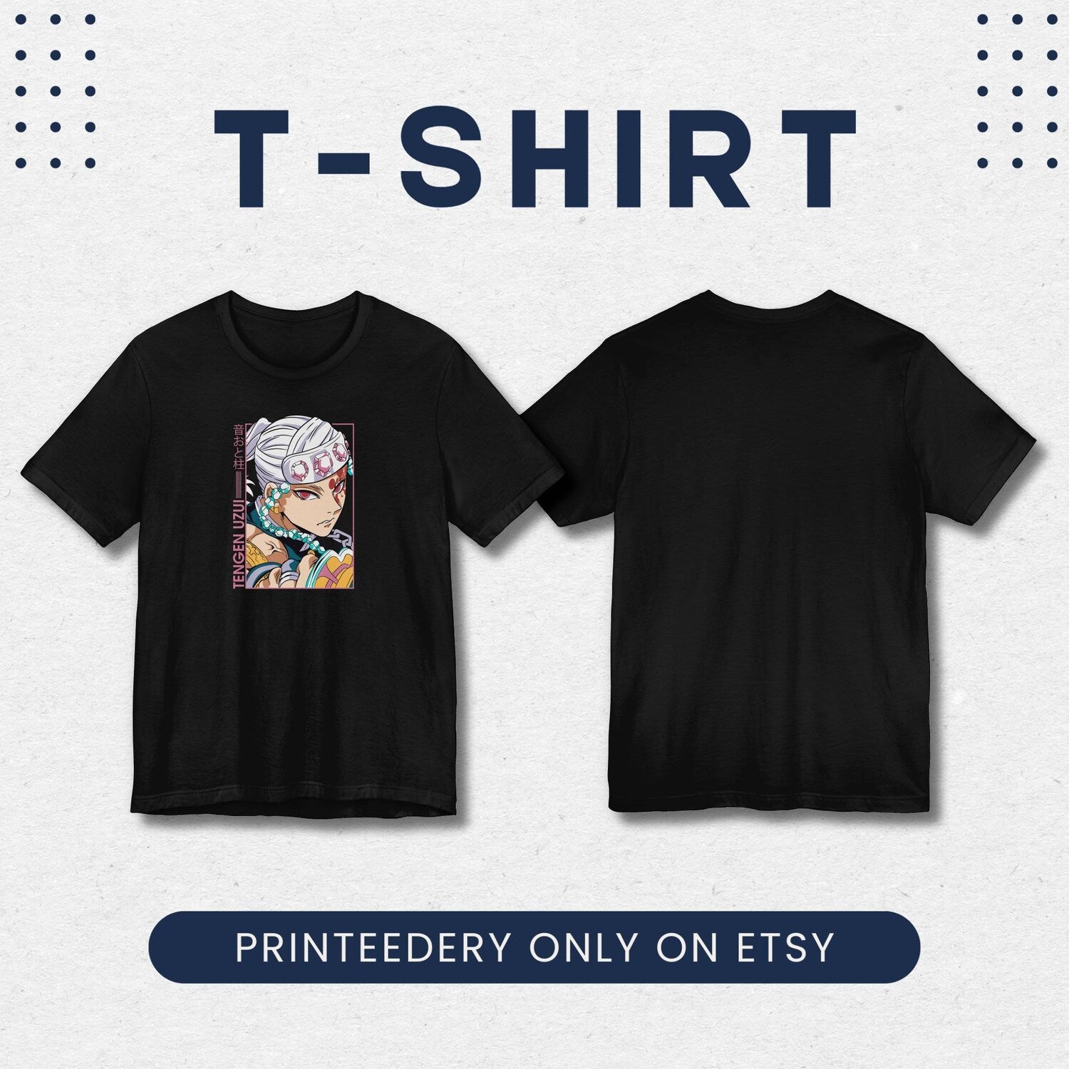 Demon Slayer Tengen Uzui T-Shirt, Anime Shirt, Minimalist T-Shirt, Streetwear Shirt, Anime Gift Idea, Manga Tee, Anime Fan Gift