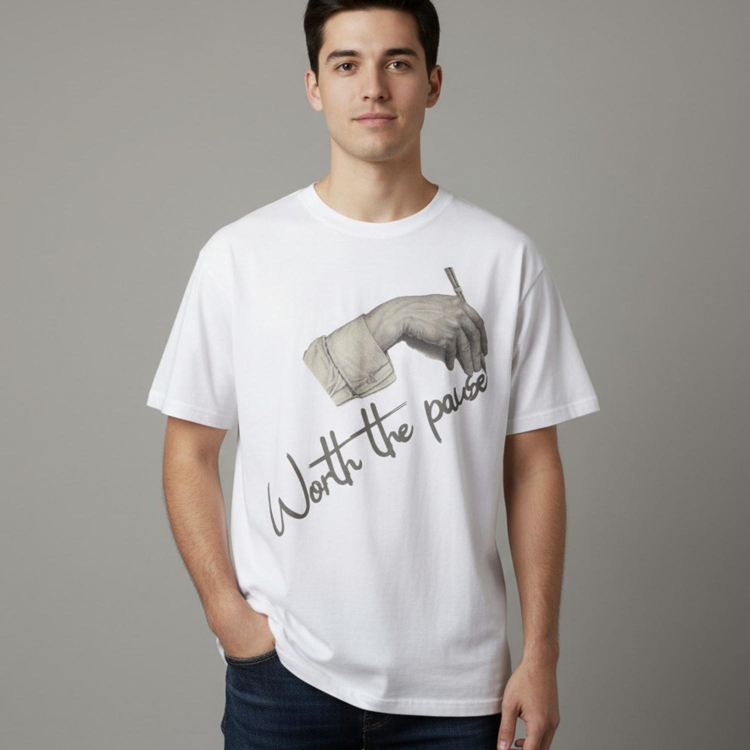 Worth the Pause Graphic Tee, Comfort Colors Minimalist T-Shirt
