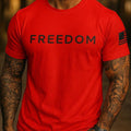 Freedom T-Shirt, Minimalist Patriotic Graphic Tee, American Flag Sleeve USA Shirt for Men & Women - Bella+Canvas