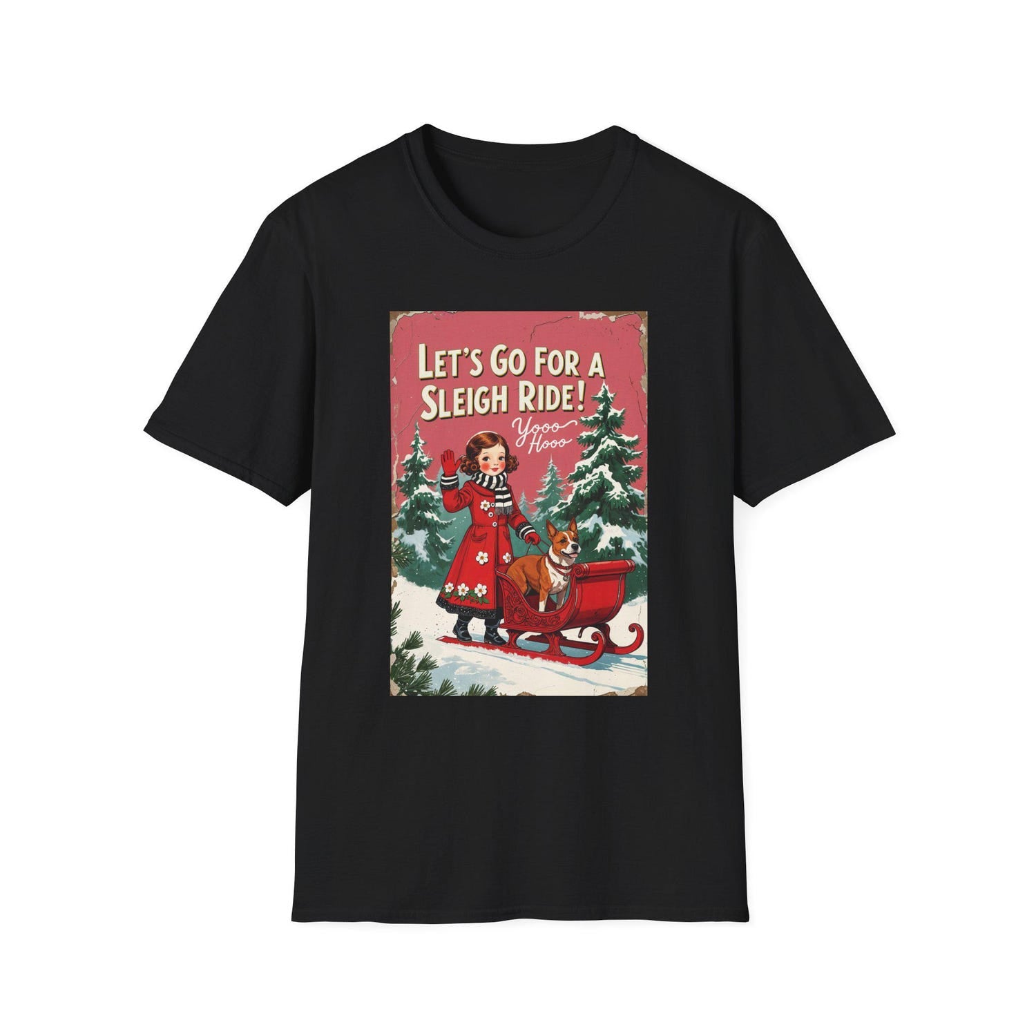 Vintage Sleigh Ride Christmas T-Shirt: Festive Winter Graphic Tee