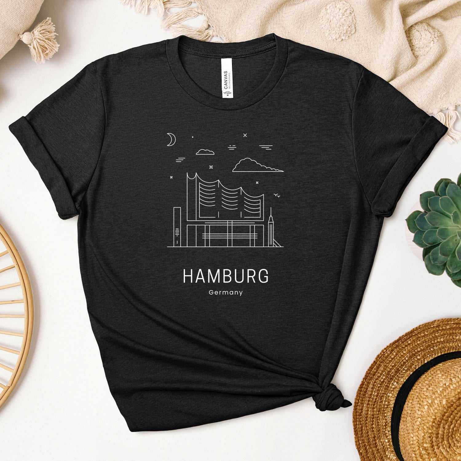 Hamburg City Minimalist T-Shirt Print, Travel Shirt, Urban Style, Gift for Travelers, Hamburg City Print, Summer Fashion