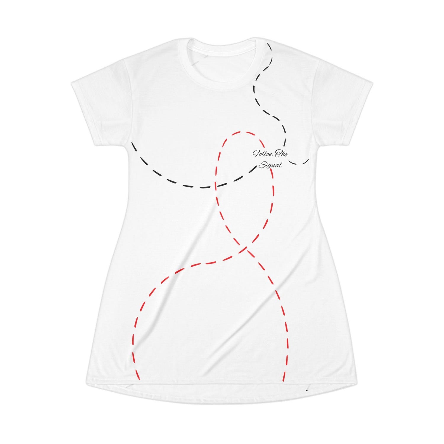 Follow The Signal - Minimalist T-Shirt Dress, Chic Polyester Casual Summer Outfit