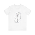 Moon Cat T-Shirt Minimalist Line Art Cat Under Crescent Moon, Elegant Black Tee for Cat Lovers　Unisex Jersey Short Sleeve Tee