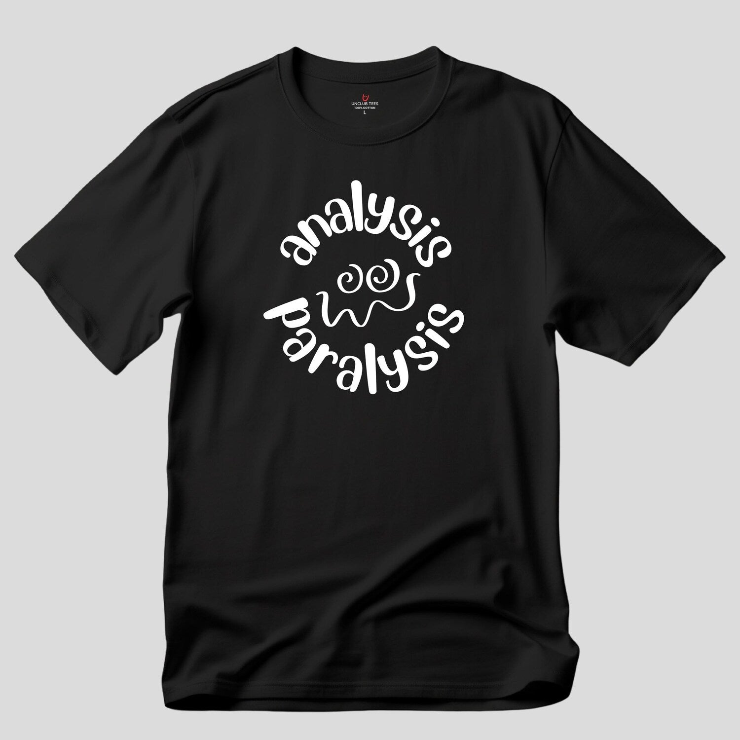 Analysis Paralysis Smiley - Modern 100% Cotton Graphic T-Shirt, Black S-2XL