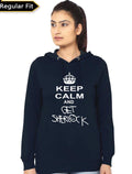 Keep Calm And Get Sherlock Navy Blue Women's Hoodie