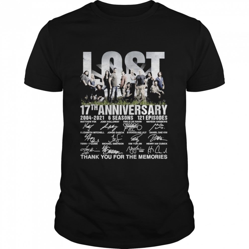Lost 17th anniversary 2004 2021 thank you for the memories signatures shirt