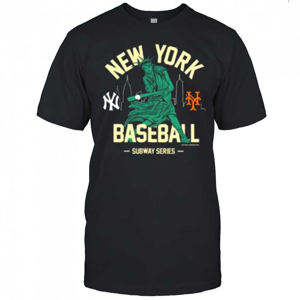 New York Yankees vs. New York Mets Mitchell &amp; Ness Women’s Subway Series Swinging Liberty T Shirt