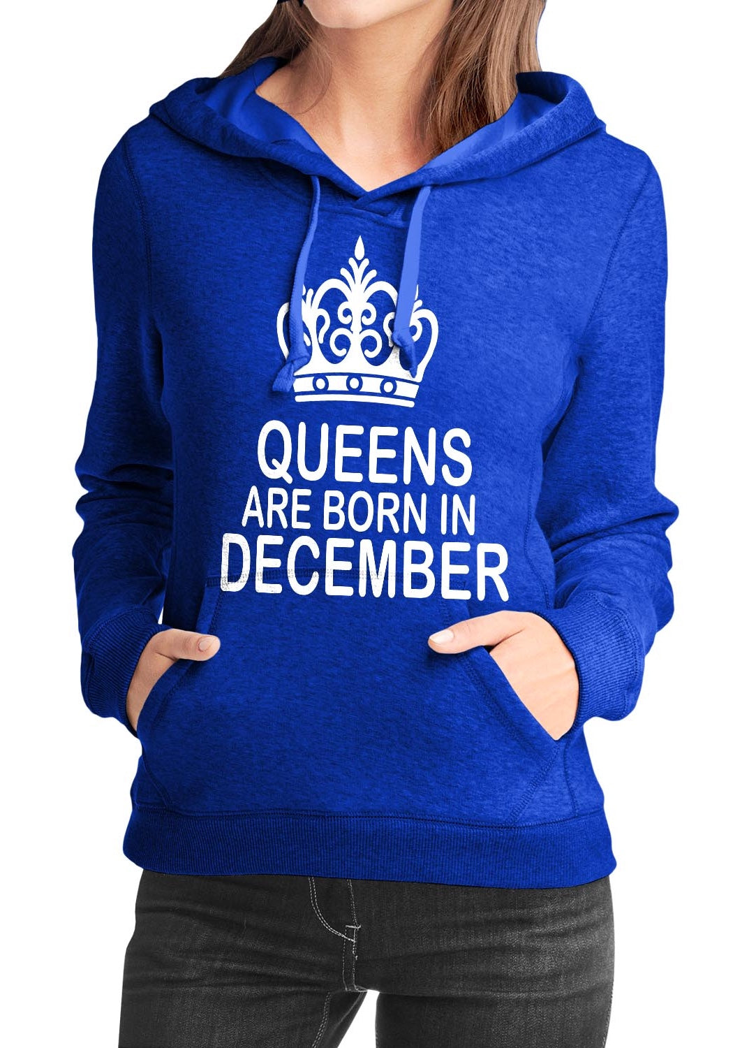 Queens Are Born In December Blue Girls Hoodie