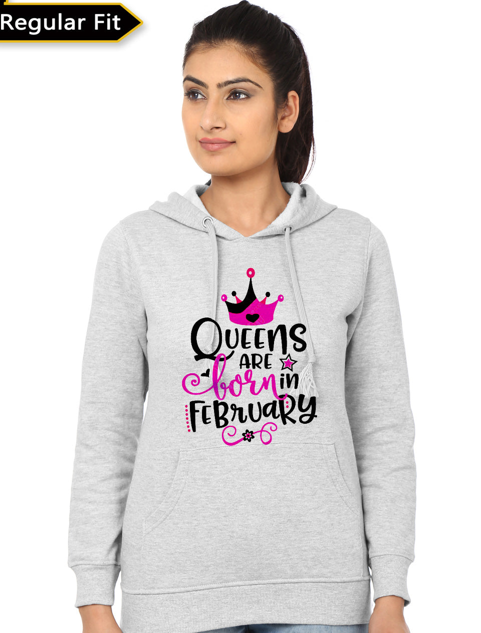 Queens Are Born In February Grey Hoodie