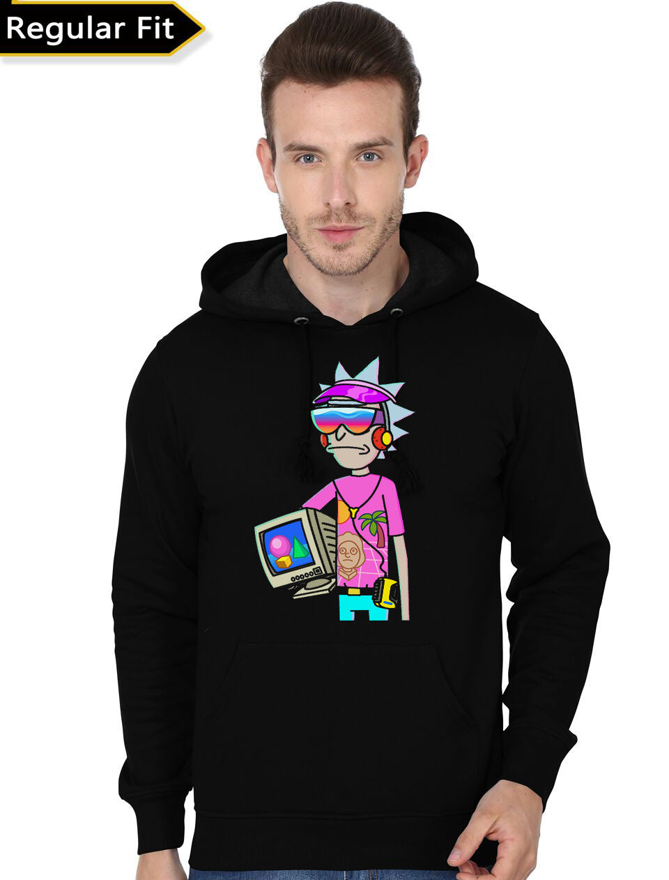 Vaporwave Rick Black Hoodie