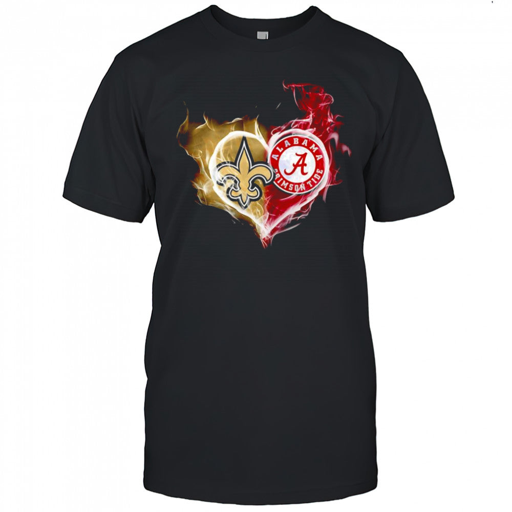 Smoke heart Saint New Orleans and Alabama Crimson Tide shirt