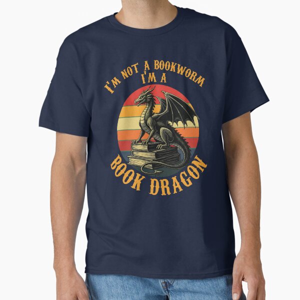"Book Dragon Fantasy Vintage Retro Book Lovers" Classic T-Shirt for Sale by VinsendDraconi