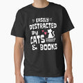 "Easily Distracted by Cats and Books - Cat & Book Lover" Classic T-Shirt for Sale by MO-Foudah96
