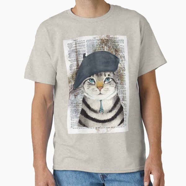 "Charming French Cat in Paris. Perfect for cat lovers." Classic T-Shirt for Sale by timelessfancy