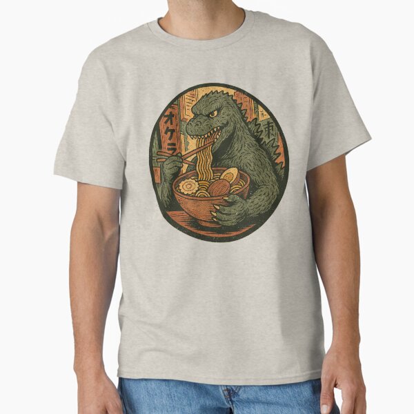 "Godzilla Kaiju Slurping Ramen Noodles - Vintage Comic Book Style" Classic T-Shirt for Sale by Roger-C