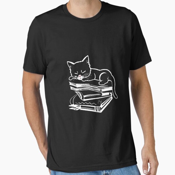 "Cat Book Shirt, Cat on Book., Bookish Shirt, Gift for Cat Love" Essential T-Shirt for Sale by abdelkabir18EL