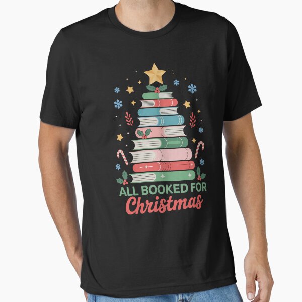 "All Booked For Christmas Book Vintage Christmas Tree Lights" Essential T-Shirt for Sale by LeeEvans222