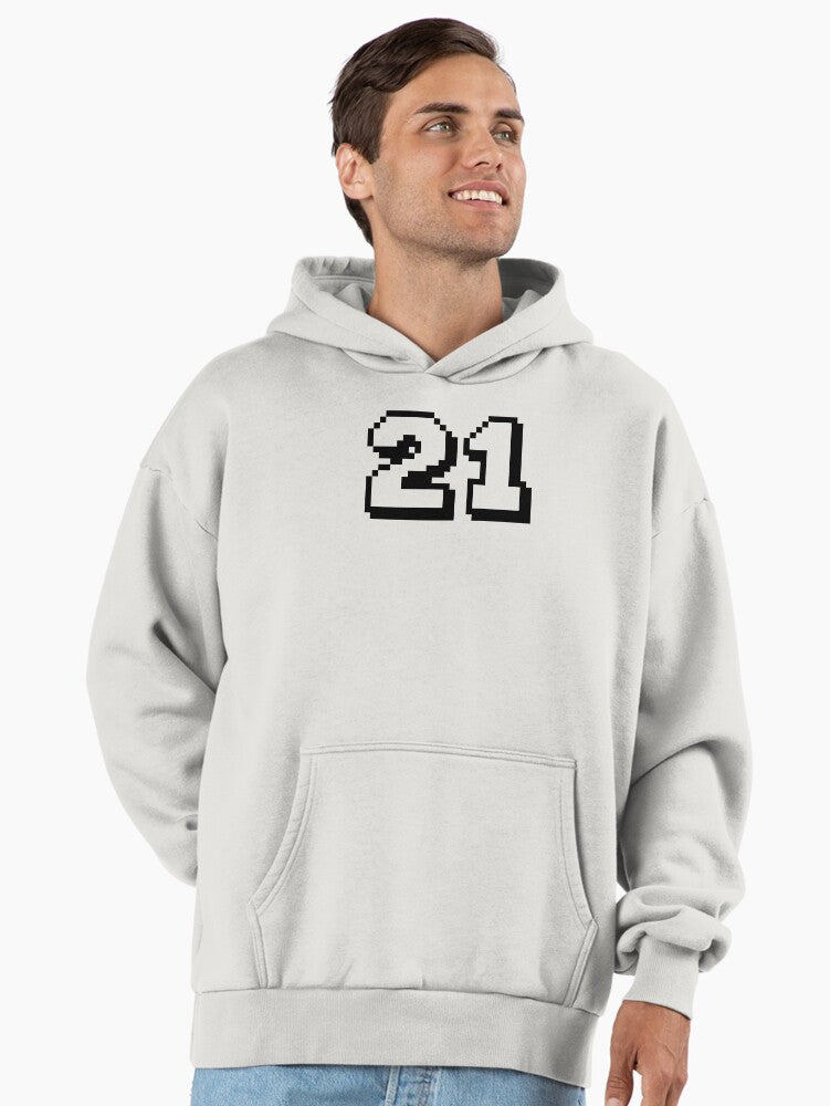 21 twenty one white retro video up Premium Oversized Hoodie Hoodie Premium Print
