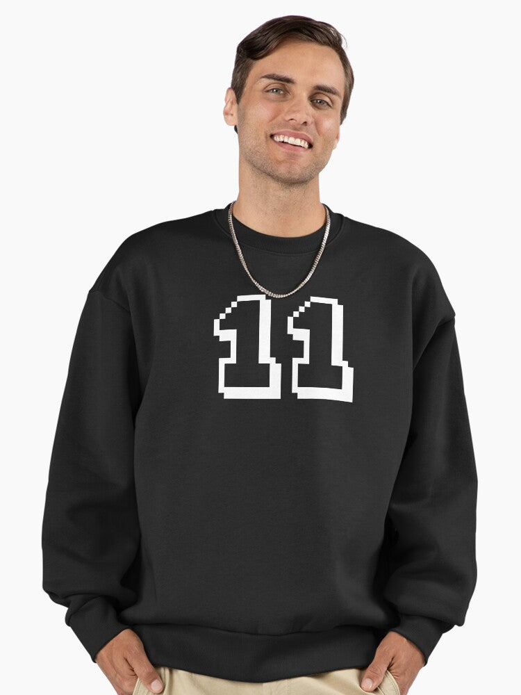 11 eleven white retro video up Premium Oversized Sweatshirt T Shirt Premium Print