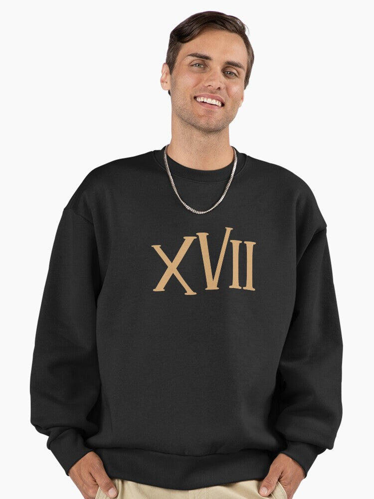 XVII Gold Roman Numerals Premium Oversized Sweatshirt T Shirt Minimal Style